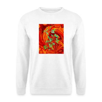 grüne Neonfeuerblume - Unisex Pullover - Weiß - Vorne - Alina (178cm) & Michal (187cm)