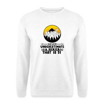 51 Jahre - Berg Wandern Bergsteigen - Unisex Pullover - Weiß - Vorne - Alina (178cm) & Michal (187cm)