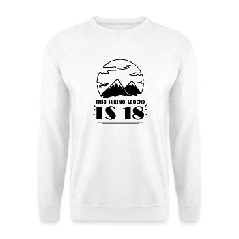 18 Jahre - Berg Wandern Bergsteigen - Unisex Pullover - Weiß - Vorne - Alina (178cm) & Michal (187cm)