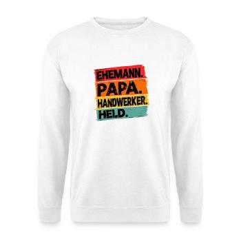 Ehemann Papa Handwerker Held - Unisex Pullover - Weiß - Vorne - Alina (178cm) & Michal (187cm)