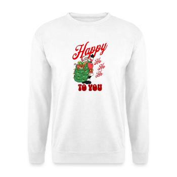 Happy HoHoHo von Santa - Unisex Pullover - Weiß - Vorne - Alina (178cm) & Michal (187cm)