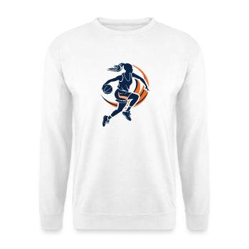 Basketballerin - Unisex Pullover - Weiß - Vorne - Alina (178cm) & Michal (187cm)