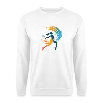 Badmintonspielerin - Unisex Pullover - Weiß - Vorne - Alina (178cm) & Michal (187cm)