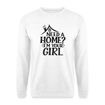 Suchen Sie eine Immobilienmaklerin, eine Maklerin, eine Maklerin - Unisex Pullover - Weiß - Vorne - Alina (178cm) & Michal (187cm)