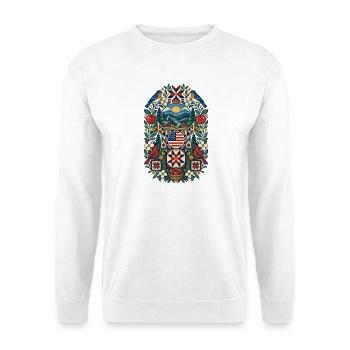 USA | Appalachia, Quilt & Landhaus - Unisex Pullover - Weiß - Vorne - Alina (178cm) & Michal (187cm)