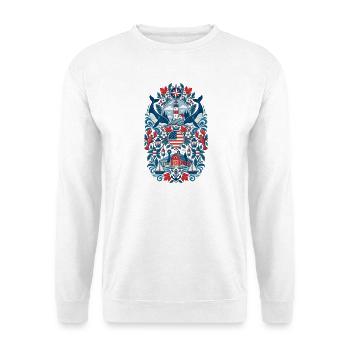 USA | Neuengland, Leuchtturm & Meer - Unisex Pullover - Weiß - Vorne - Alina (178cm) & Michal (187cm)