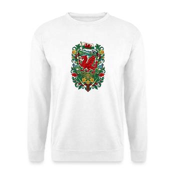 Wales | Drache, Lauch & Narzissen - Unisex Pullover - Weiß - Vorne - Alina (178cm) & Michal (187cm)