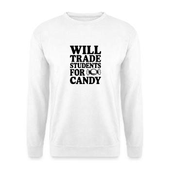 Will Studenten gegen Süßigkeiten tauschen - Unisex Pullover - Weiß - Vorne - Alina (178cm) & Michal (187cm)