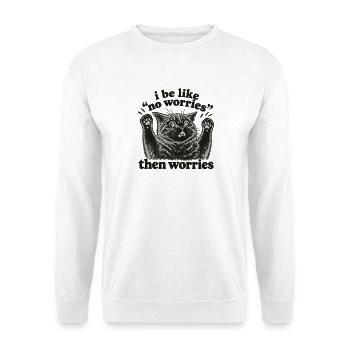 Verspieltes Katzensofa-Zitat - Unisex Pullover - Weiß - Vorne - Alina (178cm) & Michal (187cm)