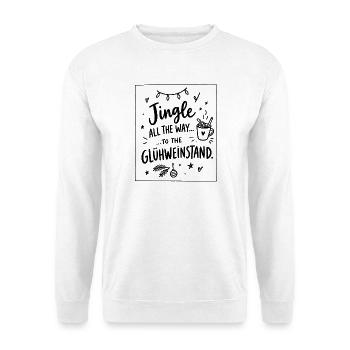 Jingle to the Glühweinstand – Weihnachtsmarkt - Unisex Pullover - Weiß - Vorne - Alina (178cm) & Michal (187cm)