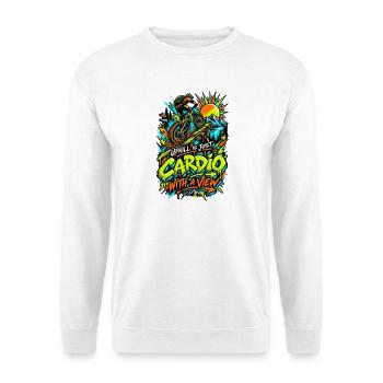 Uphill Cardio mit Aussicht - Unisex Pullover - Weiß - Vorne - Alina (178cm) & Michal (187cm)