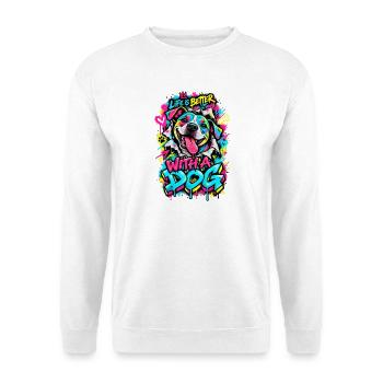 Leben Besser Mit Hund Graffiti - Unisex Pullover - Weiß - Vorne - Alina (178cm) & Michal (187cm)