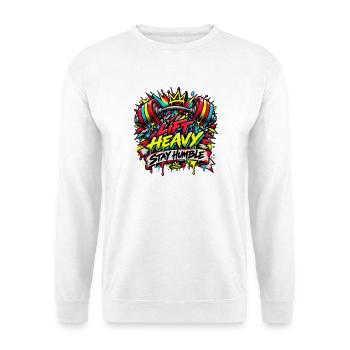 Lift Heavy Stay Humble Graffiti - Unisex Pullover - Weiß - Vorne - Alina (178cm) & Michal (187cm)
