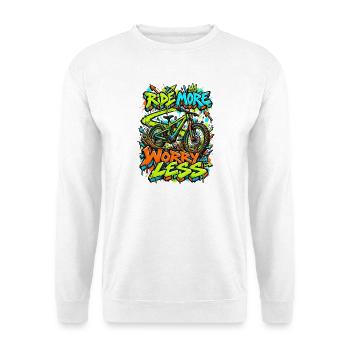 Mehr Fahren, Weniger Sorgen - Unisex Pullover - Weiß - Vorne - Alina (178cm) & Michal (187cm)