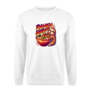 Ramen Entspannung Faultier Nudeln Japan - Unisex Pullover - Weiß - Vorne - Alina (178cm) & Michal (187cm)