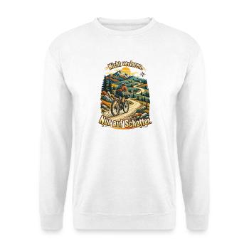 Gravelbike Fahrer Schotter Abenteuer - Unisex Pullover - Weiß - Vorne - Alina (178cm) & Michal (187cm)