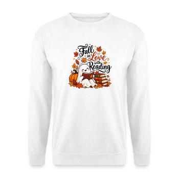 Verliebe dich in das Lesen von süßem Geist - Unisex Pullover - Weiß - Vorne - Alina (178cm) & Michal (187cm)