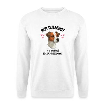 Jack Russell Terrier Herzen Schlafshirt - Unisex Pullover - Weiß - Vorne - Alina (178cm) & Michal (187cm)