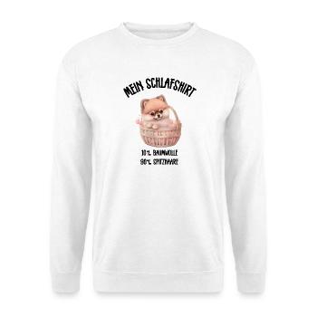 Zwergspitz Korb Herzen Schlafshirt - Unisex Pullover - Weiß - Vorne - Alina (178cm) & Michal (187cm)