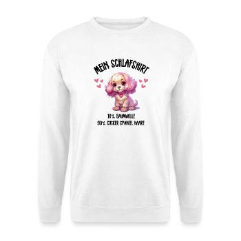 Cocker Spaniel Welpe Rosa Schlafshirt - Unisex Pullover - Weiß - Vorne - Alina (178cm) & Michal (187cm)