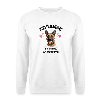 Malinois Lachend Herzen Schlafshirt - Unisex Pullover - Weiß - Vorne - Alina (178cm) & Michal (187cm)