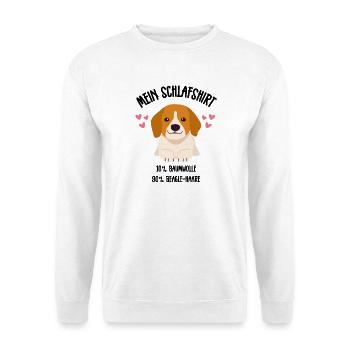 Beagle Comic Welpe Herzen Schlafshirt - Unisex Pullover - Weiß - Vorne - Alina (178cm) & Michal (187cm)