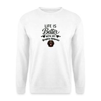  Das Leben Ist Besser Mit Meinem Boykin - Unisex Pullover - Weiß - Vorne - Alina (178cm) & Michal (187cm)