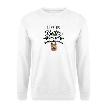  Das Leben Ist Besser Mit Meinem Belgian - Unisex Pullover - Weiß - Vorne - Alina (178cm) & Michal (187cm)