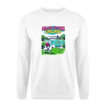 Retro Milton Keynes England Skyline Landmark Art - Unisex Pullover - Weiß - Vorne - Alina (178cm) & Michal (187cm)