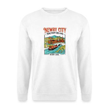 Vintage Newry City Northern Ireland Canal - Unisex Pullover - Weiß - Vorne - Alina (178cm) & Michal (187cm)