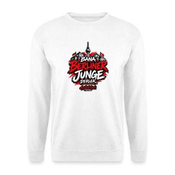 Bana Berliner Junge derler – Berlin Streetwear - Unisex Pullover - Weiß - Vorne - Alina (178cm) & Michal (187cm)