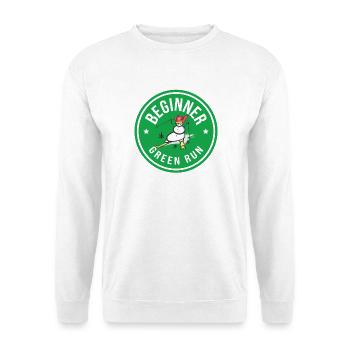 Lustiger Skifahren Schneemann Beginner Green Run  - Unisex Pullover - Weiß - Vorne - Alina (178cm) & Michal (187cm)