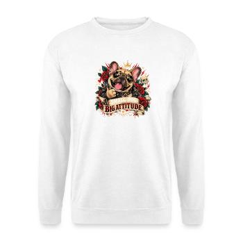  Small Dog Big Attitude Französische Bulldogge Mit - Unisex Pullover - Weiß - Vorne - Alina (178cm) & Michal (187cm)