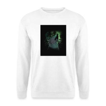 Wolfsruf im Nordlicht - Unisex Pullover - Weiß - Vorne - Alina (178cm) & Michal (187cm)