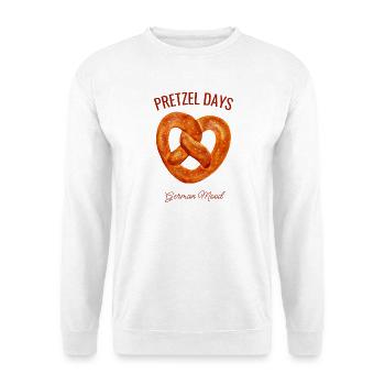 Pretzel Days – Brezel mit German Mood - Unisex Pullover - Weiß - Vorne - Alina (178cm) & Michal (187cm)