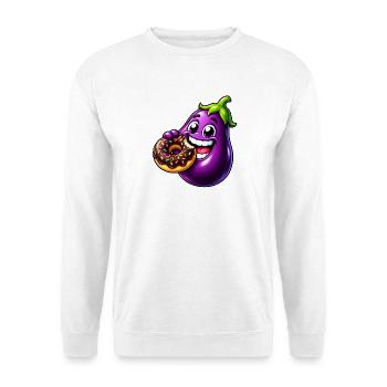 Aubergine Süß Cartoon Keks Nachtisch - Unisex Pullover - Weiß - Vorne - Alina (178cm) & Michal (187cm)