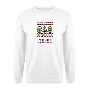 Fröhliche Wiederholungen Kettlebell - Unisex Pullover - Weiß - Vorne - Alina (178cm) & Michal (187cm)