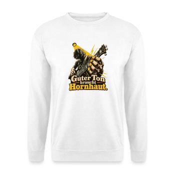 Gitarrist Gitarre Gitarrenspieler Hornhaut - Unisex Pullover - Weiß - Vorne - Alina (178cm) & Michal (187cm)