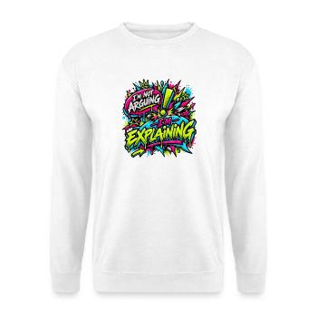 Explaining Graffiti Neon Burst - Unisex Pullover - Weiß - Vorne - Alina (178cm) & Michal (187cm)
