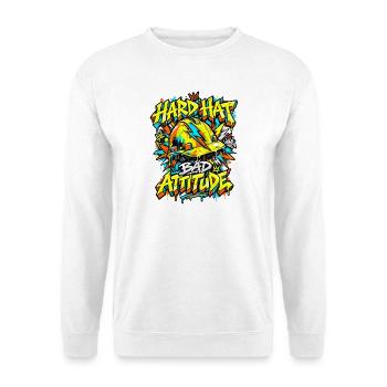 Graffiti Hard Hat Bad Attitude - Unisex Pullover - Weiß - Vorne - Alina (178cm) & Michal (187cm)