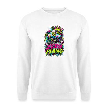 Zero Plans Weekend Graffiti - Unisex Pullover - Weiß - Vorne - Alina (178cm) & Michal (187cm)