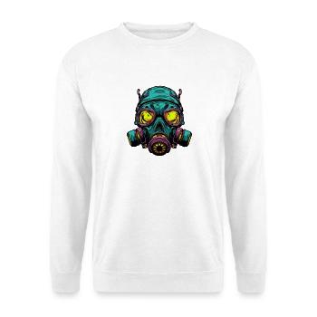 Neon Gasmaske Kopfdesign - Unisex Pullover - Weiß - Vorne - Alina (178cm) & Michal (187cm)
