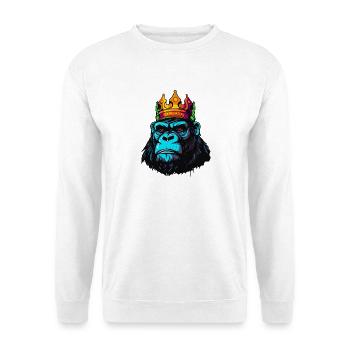 König Gorilla - Unisex Pullover - Weiß - Vorne - Alina (178cm) & Michal (187cm)