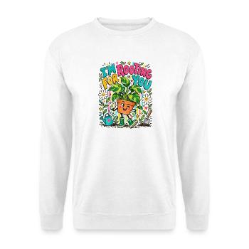 Ich roote für dich Pflanze - Unisex Pullover - Weiß - Vorne - Alina (178cm) & Michal (187cm)