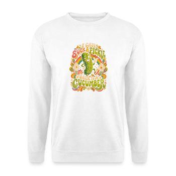 Bunte Gurke mit Regenbogen-Spaß - Unisex Pullover - Weiß - Vorne - Alina (178cm) & Michal (187cm)
