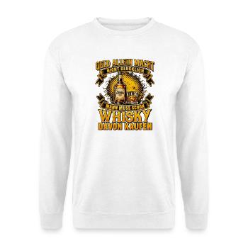 Geld allein macht Whisky - Unisex Pullover - Weiß - Vorne - Alina (178cm) & Michal (187cm)