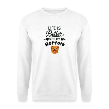  Das Leben Ist Besser Mit Meinem Norfolk - Unisex Pullover - Weiß - Vorne - Alina (178cm) & Michal (187cm)