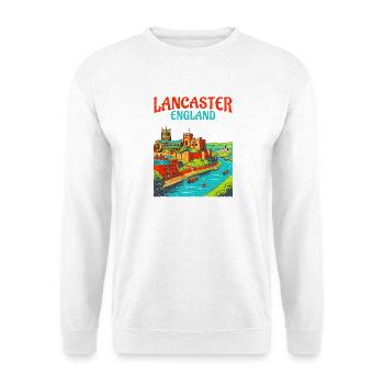 Vintage Lancaster England City Skyline Novelty - Unisex Pullover - Weiß - Vorne - Alina (178cm) & Michal (187cm)