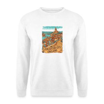 Lancaster City England Vintage Art Novelty - Unisex Pullover - Weiß - Vorne - Alina (178cm) & Michal (187cm)
