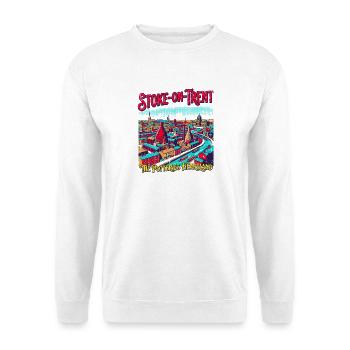 View City Stoke On Trent The Potteries Heartland - Unisex Pullover - Weiß - Vorne - Alina (178cm) & Michal (187cm)